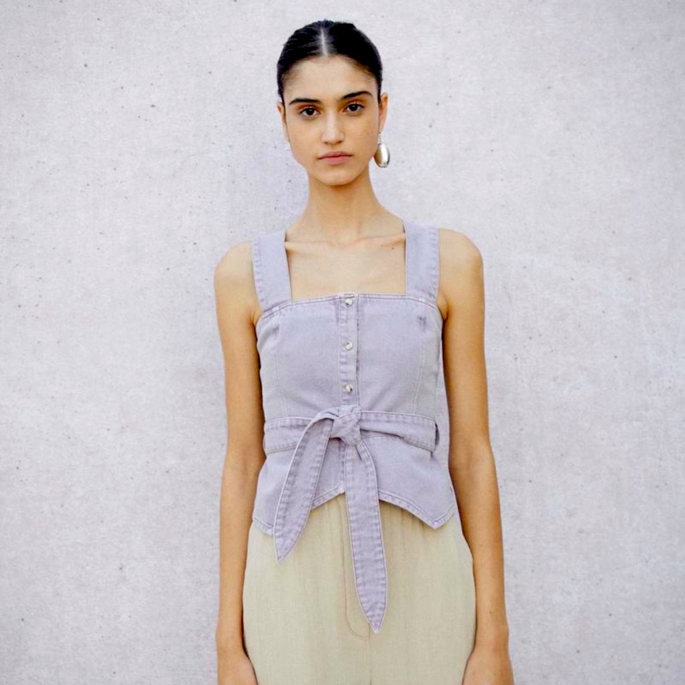 Nanushka Kaiko Denim Top (Lilac)